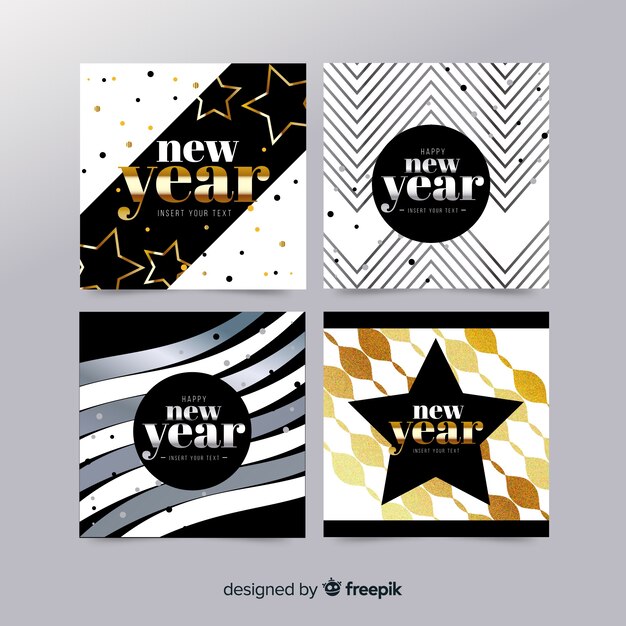 Golden details new year party cards collection