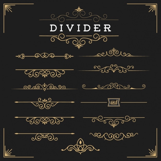 Free vector golden dividers collection