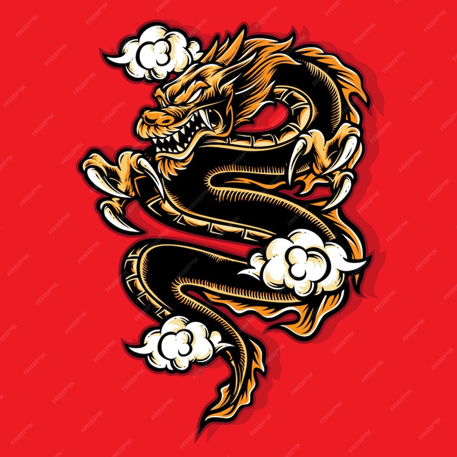 Premium Vector | Golden dragon vector