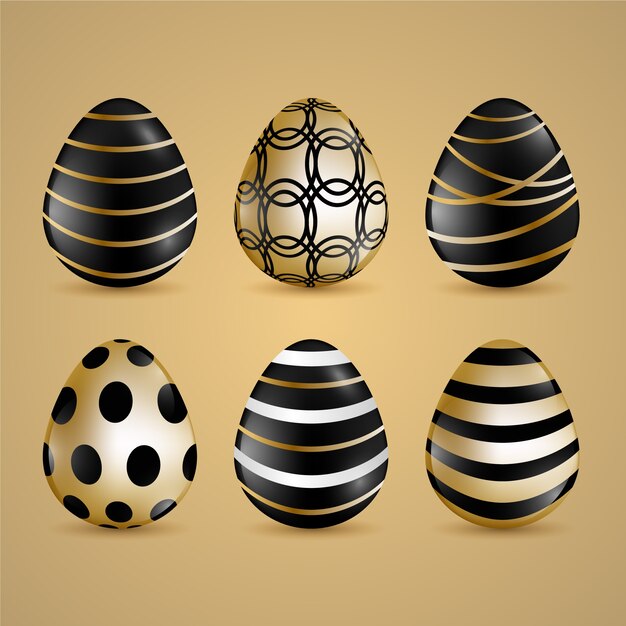 Golden easter day egg collection concept