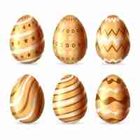 Free vector golden easter day egg collection theme