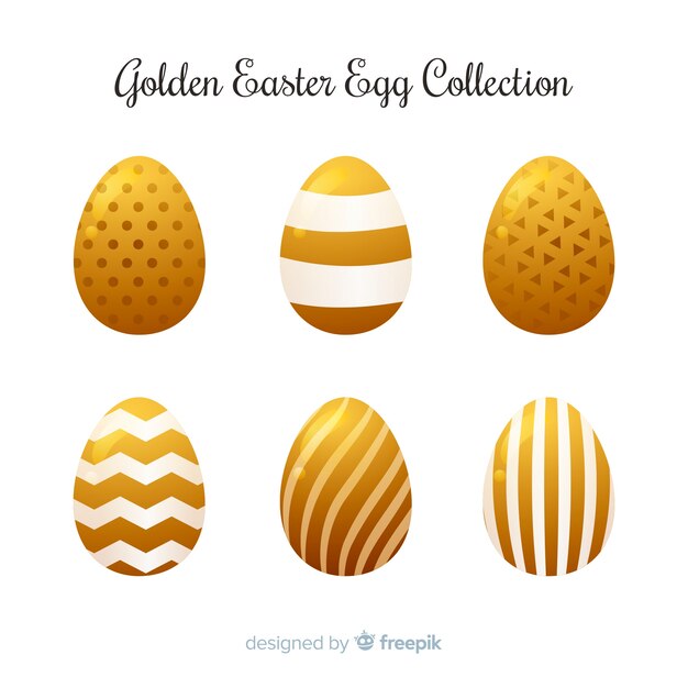 Free vector golden easter day egg collection