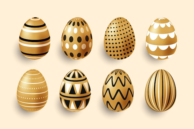 Free vector golden easter day egg collection