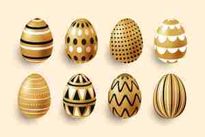 Free vector golden easter day egg collection