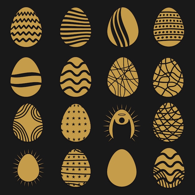 Golden easter eggs collection