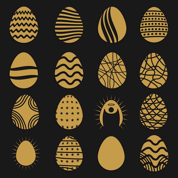 Golden easter eggs collection
