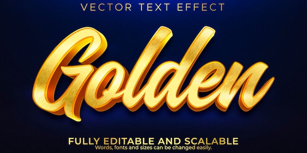 Golden editable text effect, metallic and shiny text style.