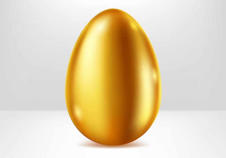 Free Vector golden egg, festive metal gift realistic