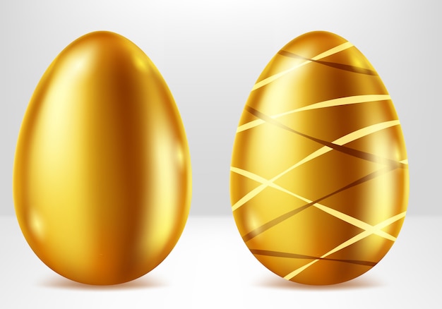 Free vector golden eggs, easter metal gift realistic