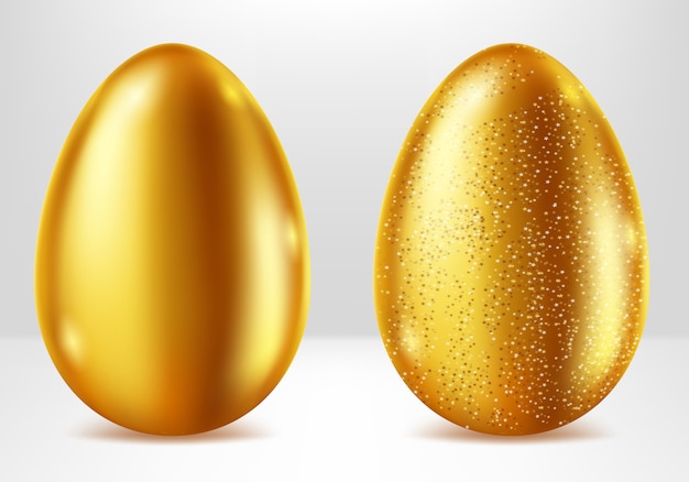 Free vector golden eggs, easter metal gift realistic