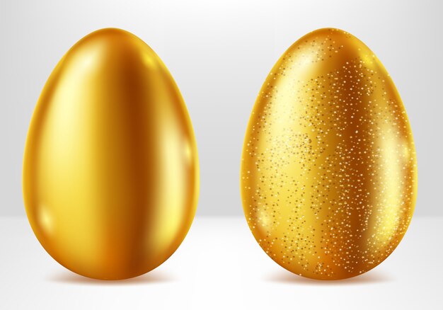 Golden eggs, Easter metal gift realistic