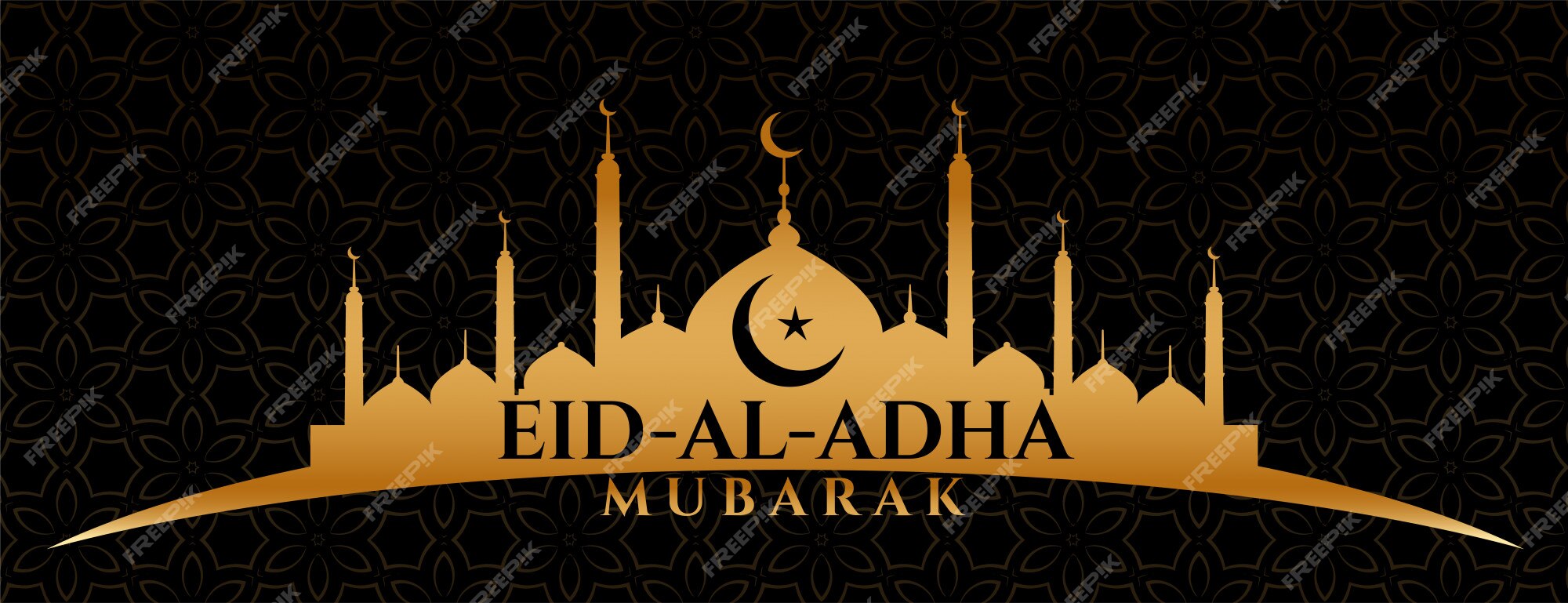 Free Vector | Golden eid al adha bakrid festival wishes banner