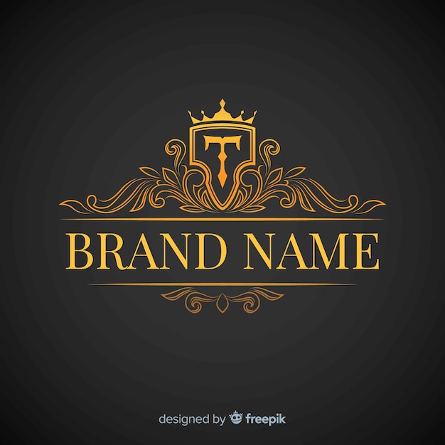 Golden elegant logo flat style