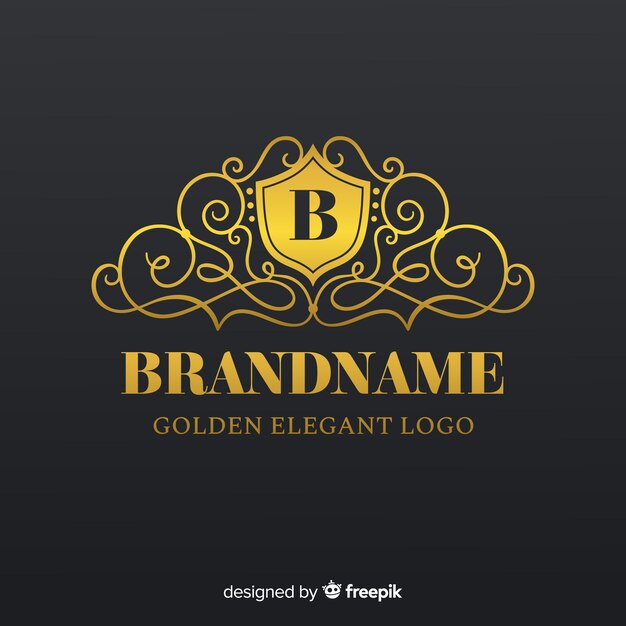 Golden elegant logo template with ornaments