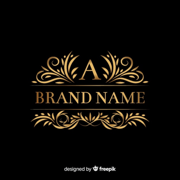 Golden elegant logo template with ornaments