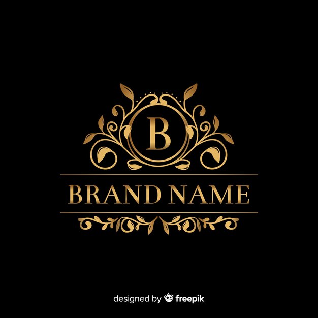 Golden elegant logo template with ornaments