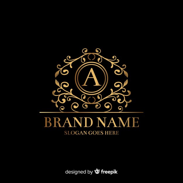 Golden elegant logo template with ornaments