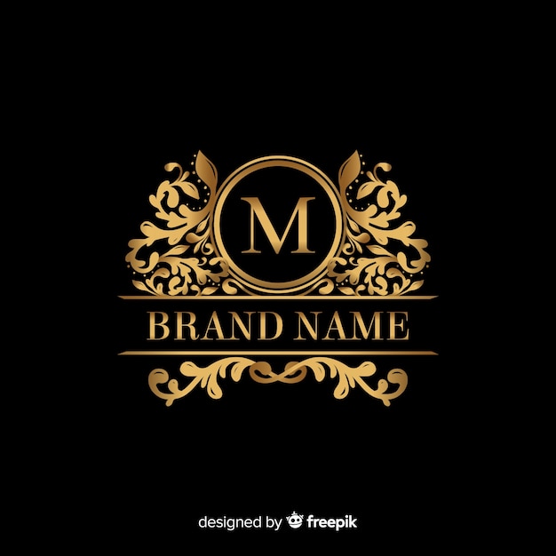 Golden elegant logo template with ornaments