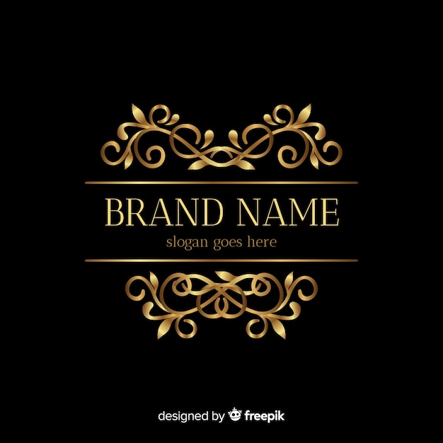 Golden elegant logo template with ornaments