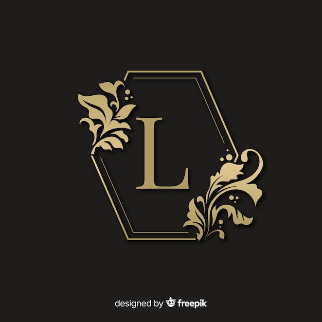 Free vector golden elegant logo with frame