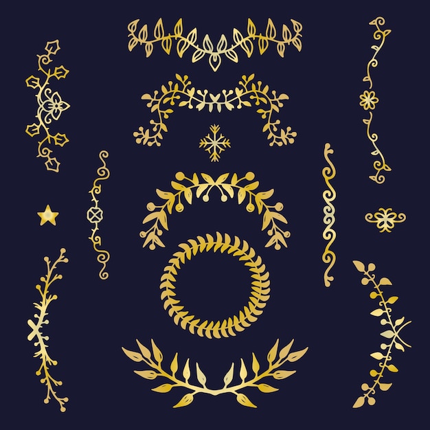 Free vector golden elegant ornament collection