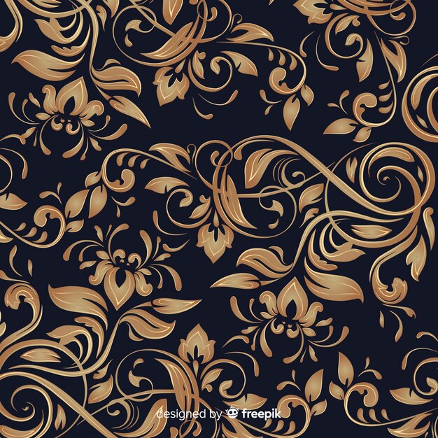 Golden elegant ornamental floral background