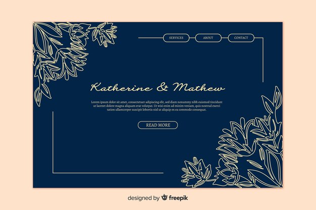 Golden elegant wedding landing page