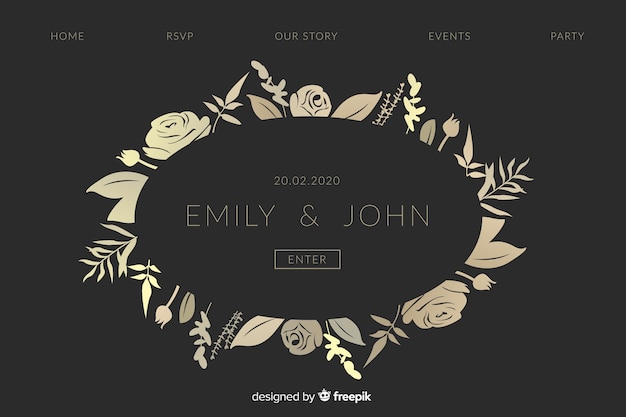 Golden elegant wedding landing page