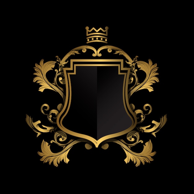 Golden emblem on black background