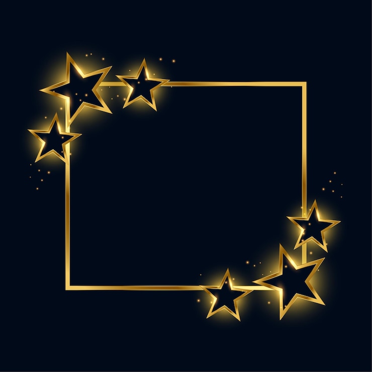 Free Vector golden empty frame background with twinkle stars design