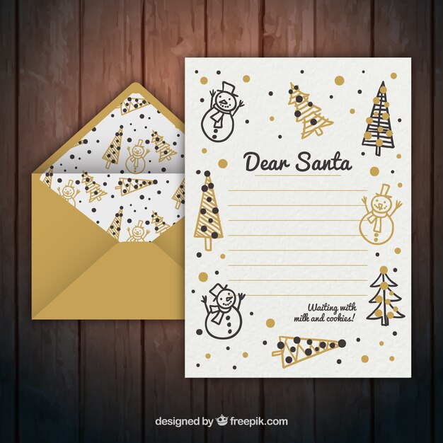 Golden envelope with christmas letter