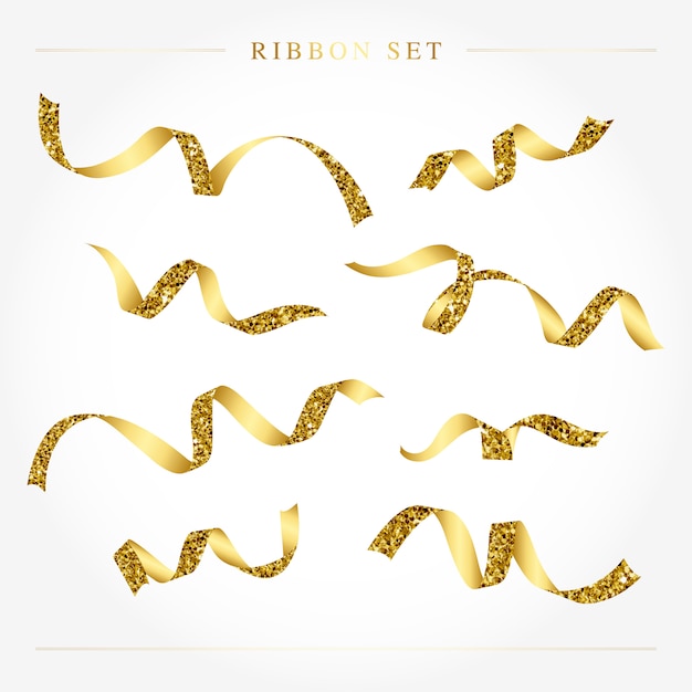 Golden festive ribbon set vector