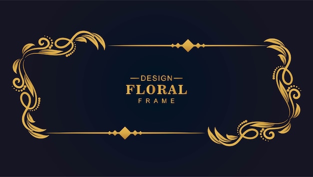 Golden floral artistic frame design