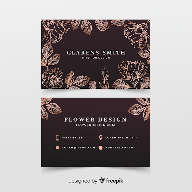 Free vector golden floral business card template