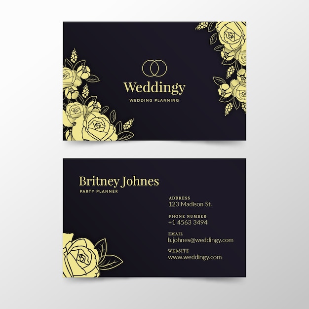 Golden floral business card template