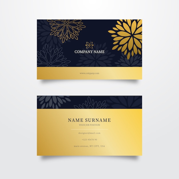 Free vector golden floral business card template