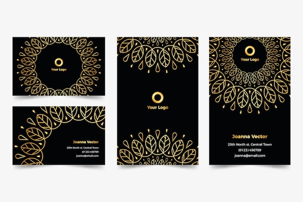 Golden floral business card template