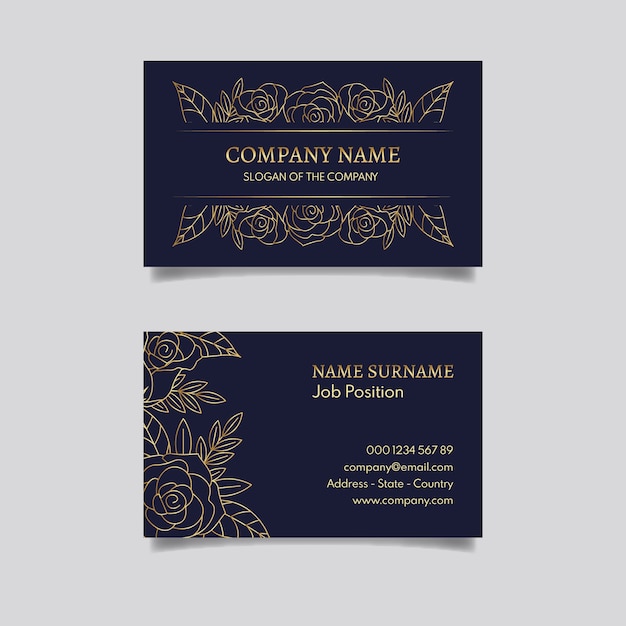 Free vector golden floral business card template