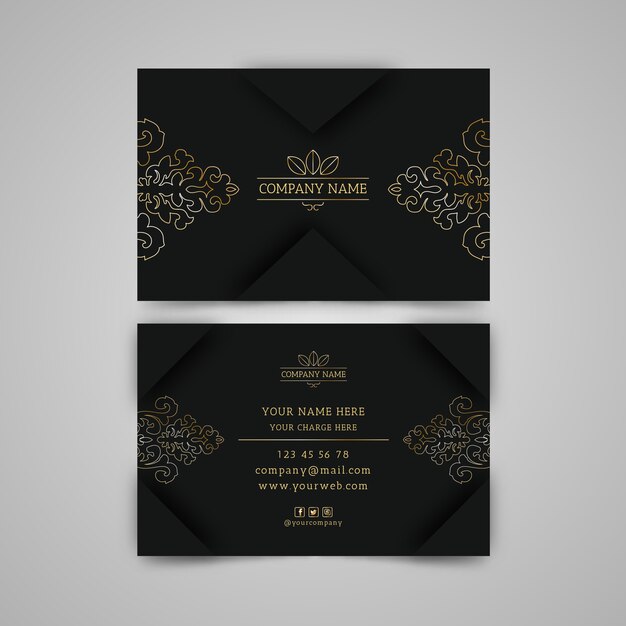 golden floral business card template
