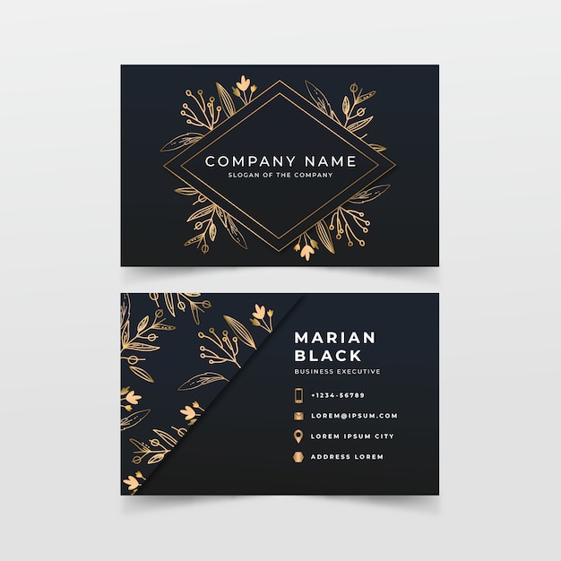 Free vector golden floral business card template