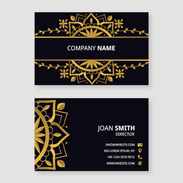 Golden floral business card template