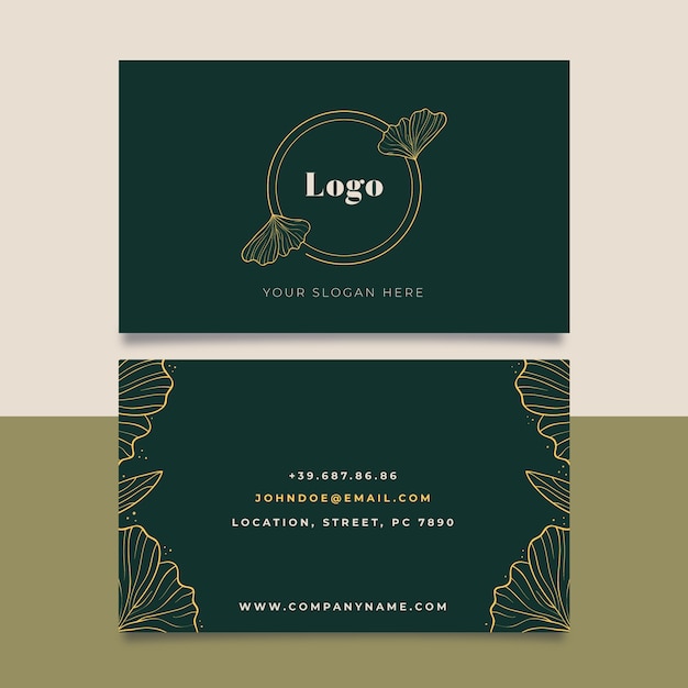 Free vector golden floral business card template