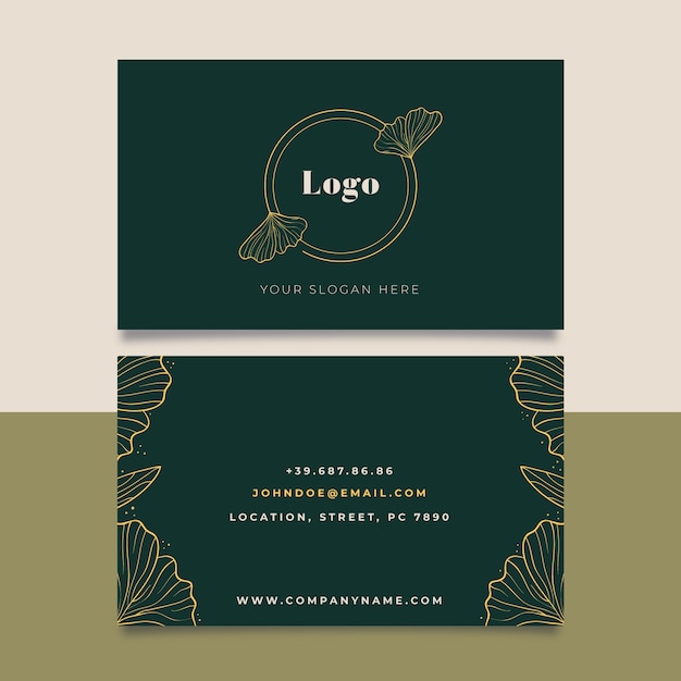 Golden floral business card template