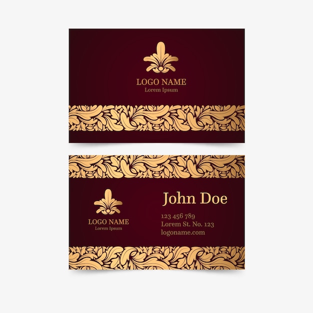 Free vector golden floral business card template