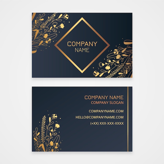 Golden floral business card template