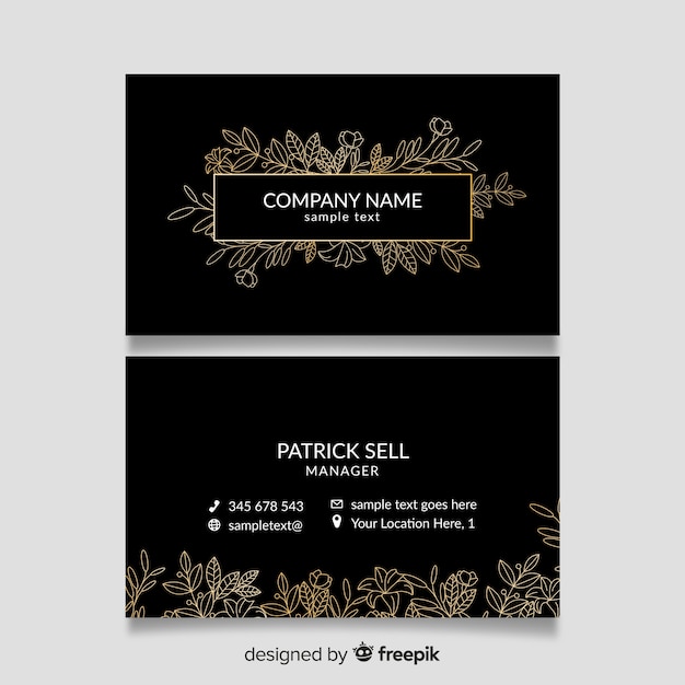 Golden floral business card