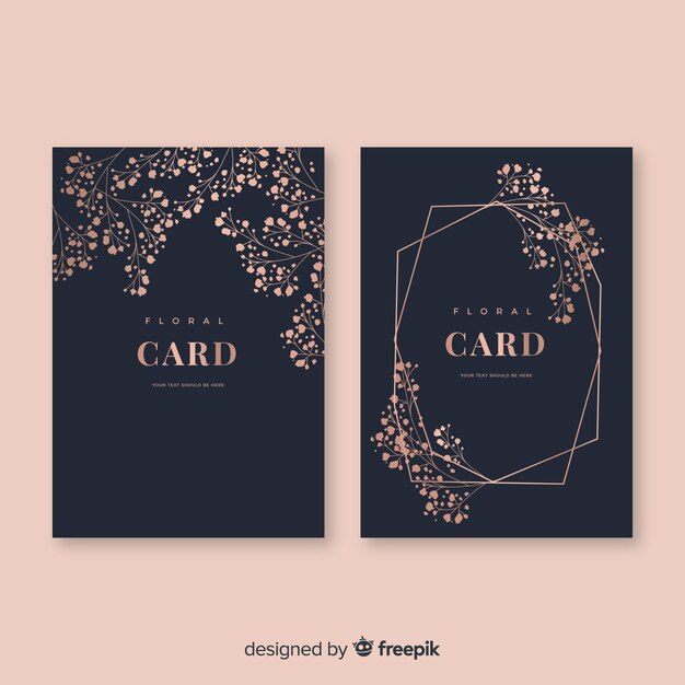 Golden floral cards collection