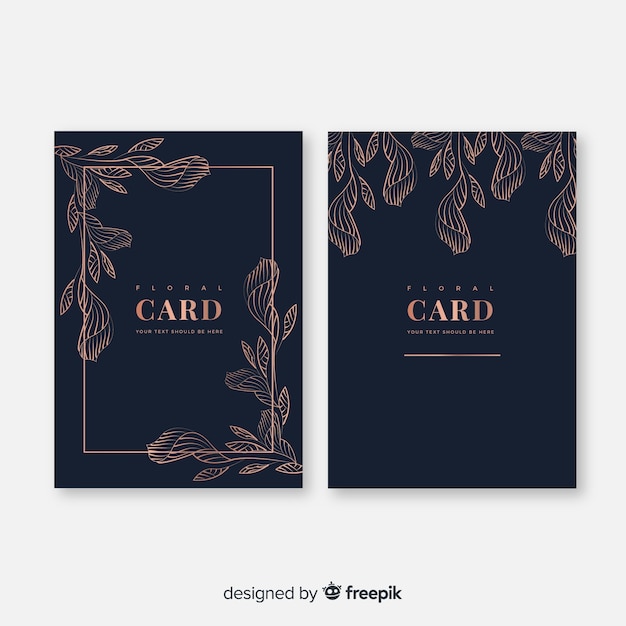 Golden floral cards collection