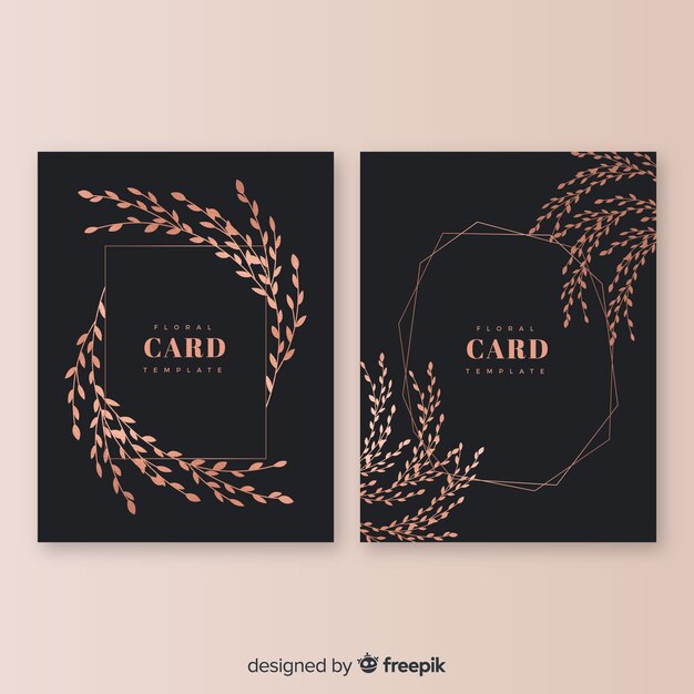 Golden floral cards collection