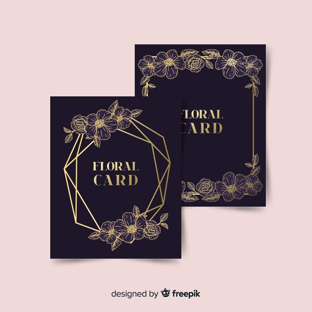 Golden floral cards collection